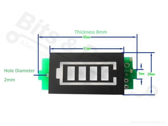 Battery capacity meter/display for 3S lithium battery pack green